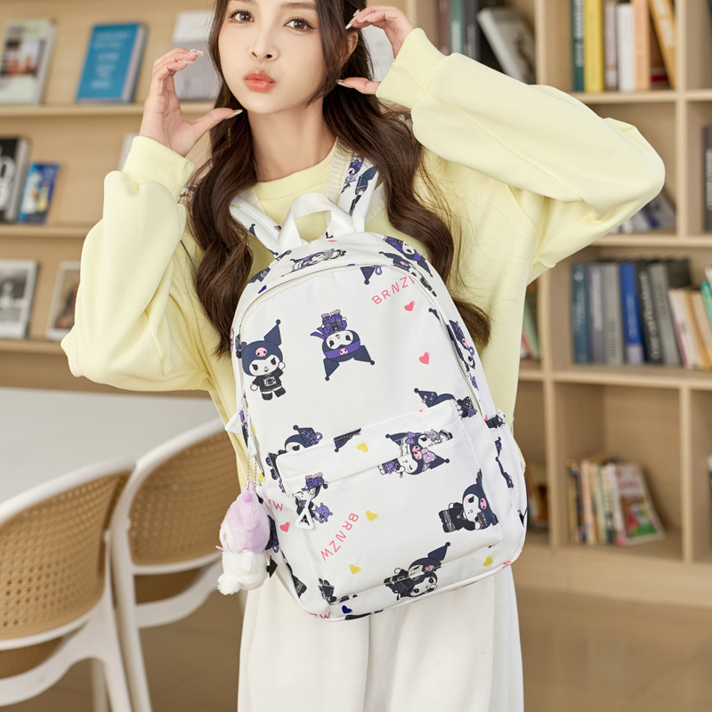 Niche New Japanese and Korean Style School Bag for Women, Cute and Fresh Kuromi Backpack, Casual and Versatile Campus Backpack