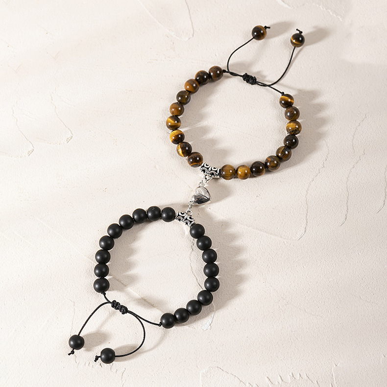 42g Weight Bracelets Classification 1 Set Quantity Daily Occasion Agate Material Heart Shape Pattern Unisex Gender Beaded Design Fashion Style Fashion Heart Shape Agate Beaded Bracelets 1 Set 23