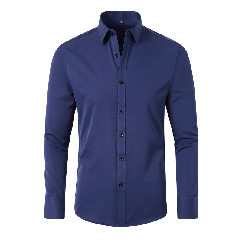 Amazon de cuatro lados de la camisa elástica de los hombres SLIM-Fit delgada camisa de los hombres del músculo anti-arrugas no-planchar cross-border ropa de los Hombres Calientes