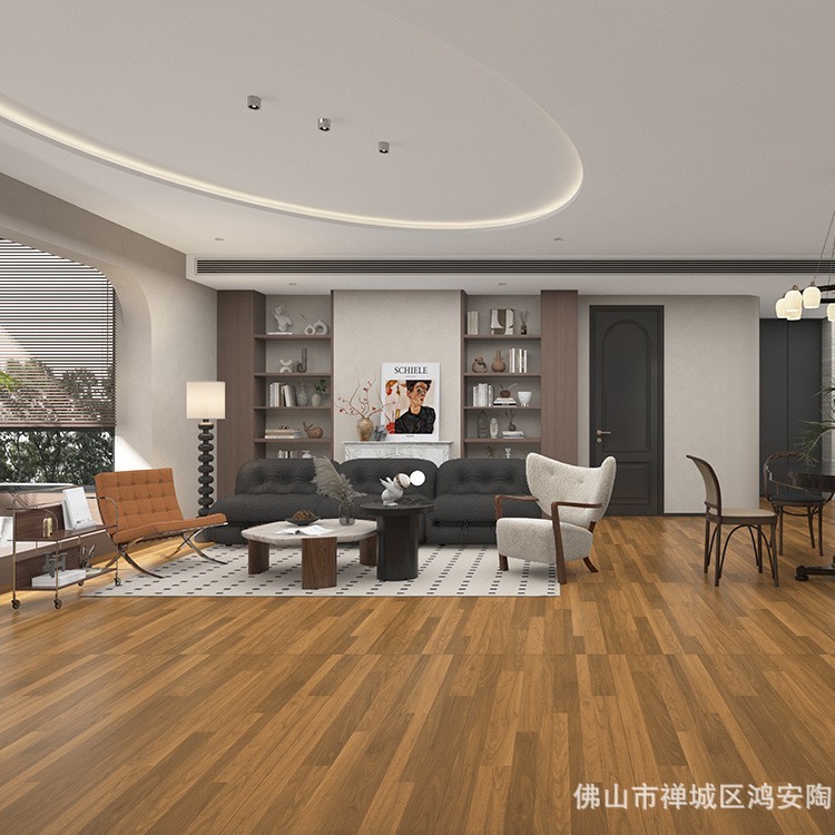 広東佛山ログスタイル木目調タイル 600X1200 リビングルーム寝室床タイルバルコニーキッチンノンスリップ床タイル|undefined