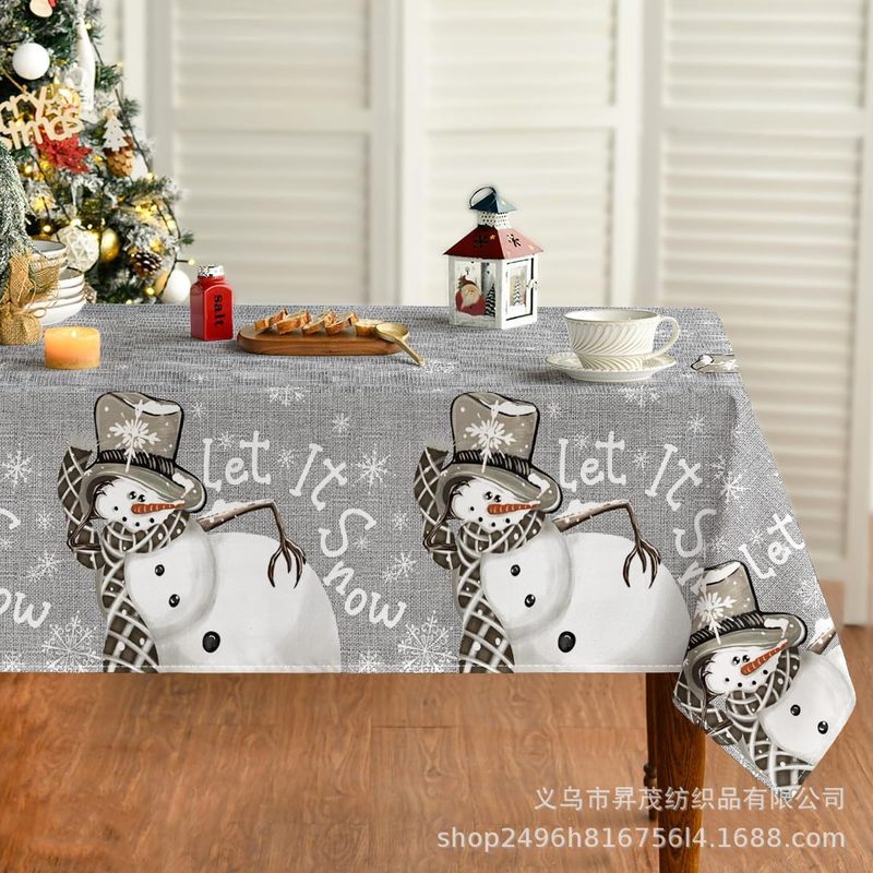 新しいクロスボーダードロップシッピングJITピーチスキンスクエアテーブルクロスクリスマス雪だるまクリスマスツリープリント装飾テーブル|undefined