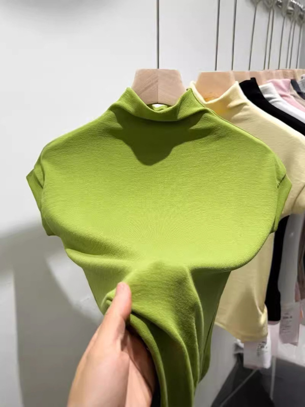 設計弾力底シャツ春秋半袖半高襟半袖底地デールモーダル修身tシャツ高襟|undefined