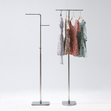 服装店镜面不锈钢中岛展示架衣帽架落地式可调节高低正挂点挂货架