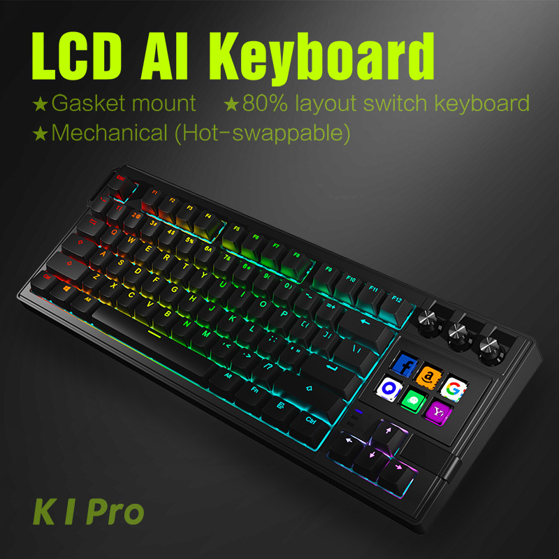 K1Pro Mechanical Keyboard Rgb Backlight 78-Key Mechanical Axis Customized Gaming Keyboard Lcd Al Keyboard