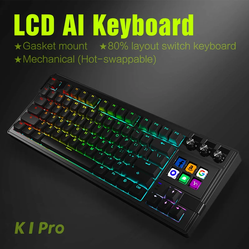 Механическая клавиатура K1Pro с RGB-подсветкой 78 клавиш, механические переключатели, кастомная игровая клавиатура с LCD