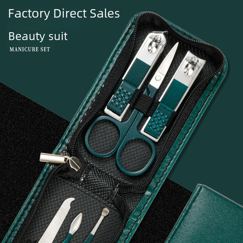 Green Nail Scissors Set of 6, Nail Care and Beauty Tool Set, High-Grade Nail Clips and Nail Trimmers, Wholesale