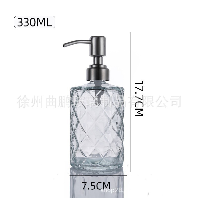 투명한 병 + 스테인레스 스틸 펌프 헤드, 투명