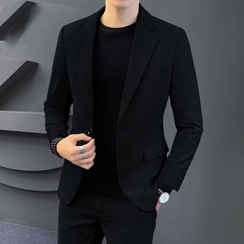 하이 엔드 라이트 럭셔리 비 다림질 작은 세트 남성 자켓 봄과 여름 한국 스타일 슬림 핏 비즈니스 스타일 캐주얼 세트 탑