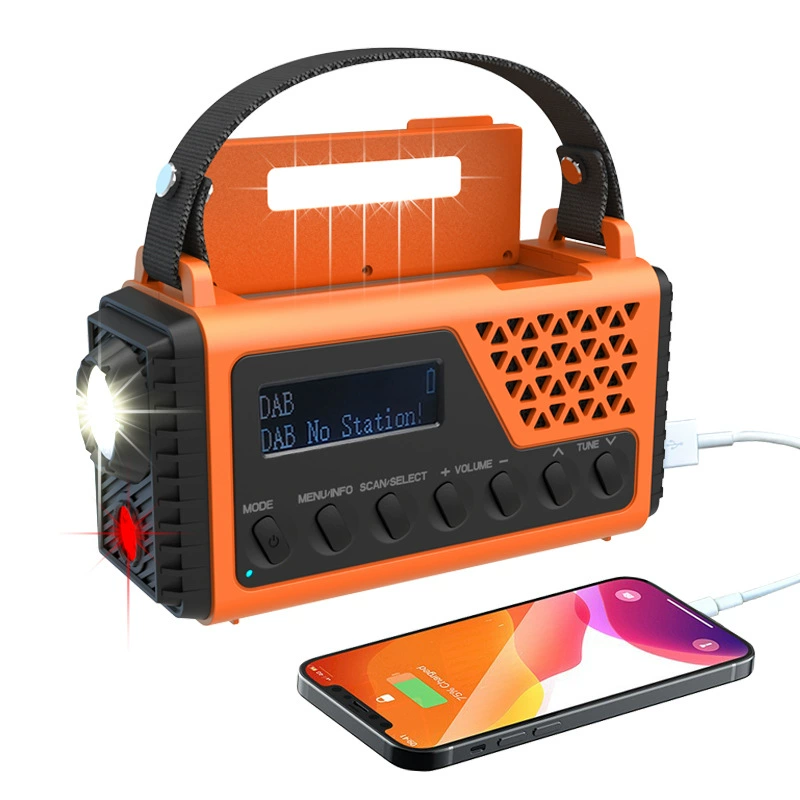 2023 Новое уличное солнечное аварийное радио Amazon с ручным запуском USB-зарядка FM/BT/DAB-радио
