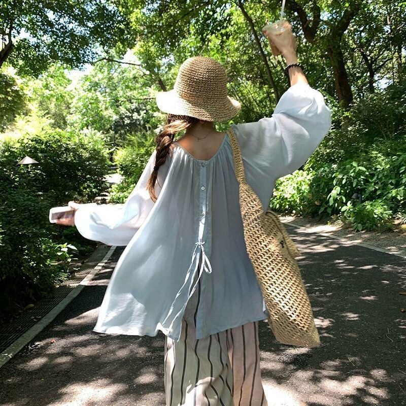 Lantern Sleeve Reversible Sun Protection Shirt for Women, Summer Thin and Lightweight, 2026 New Long-Sleeve Top, Outerwear