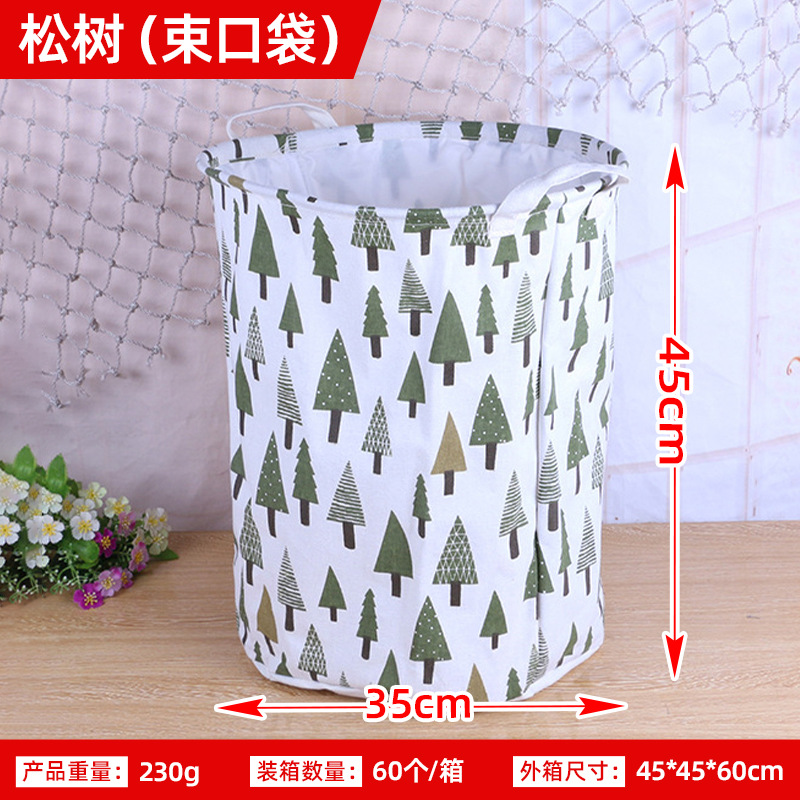 Zakka creativo de algodón y lino con cordón canasta de lavandería Cubo de almacenamiento tela algodón y lino juguete de lavandería doméstica Cubo de almacenamiento de artículos diversos