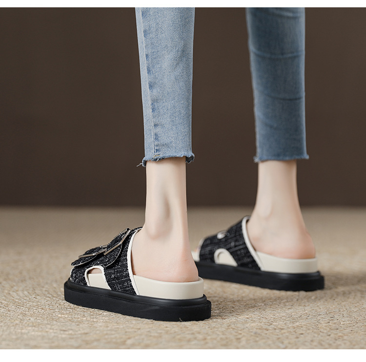 Ruo Dan Xiaoxiangfeng Retro Sandals and Slippers Women's Summer Outerwear Thick-soled Fashion Slippers Niche Lazy Beach Shoes_voghion.com