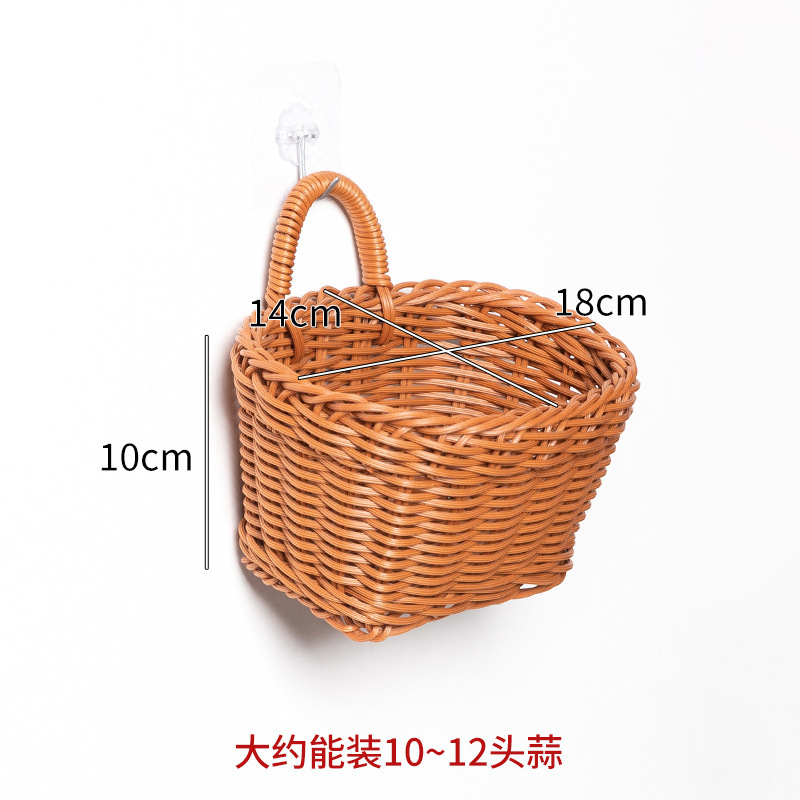 厨房葱姜蒜收纳筐收纳小挂篮墙上壁挂编织篮鸡蛋收纳篮仿藤编篮子|undefined
