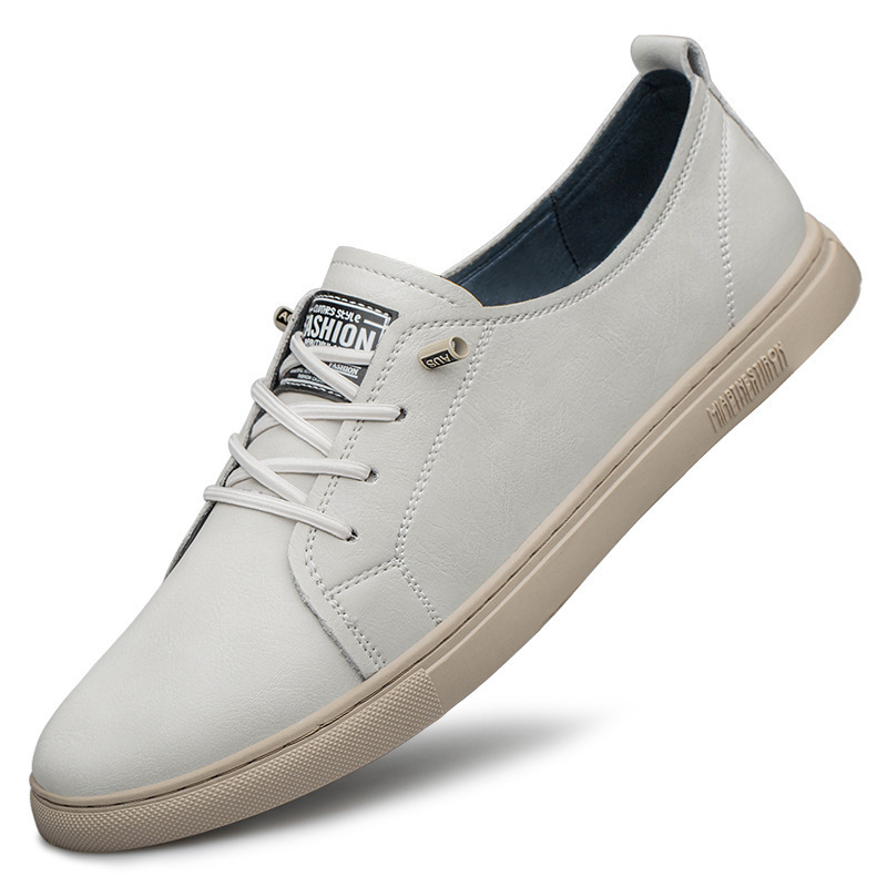 Cross-Border New Summer Men's Shoes, Breathable Shoes, Men's Trendy Shoes, Versatile Slip-On Sneakers, Men's Casual Leather Shoes, Genuine Leather