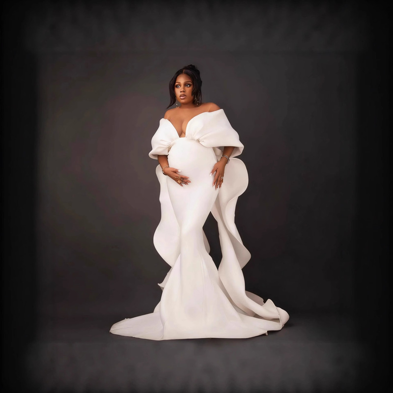 Maternity Photo Clothing New Photo Studio High-Definition Simple Spandex White Dress Maternity Photo Photography Maternity Photo Photo