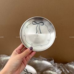 Minojia ins スタイル 304 ステンレス鋼プレート家庭用ディッシュプレート落下防止プレートラウンドプレート美しいディナープレート食品グレードプレート