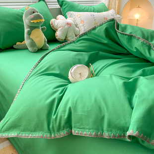 ins Style Simple Pure Color Quilt Cover Single Piece Pure Cotton 150x200x230 Dormitory 1.5m Cotton 100 Single Quilt Cover