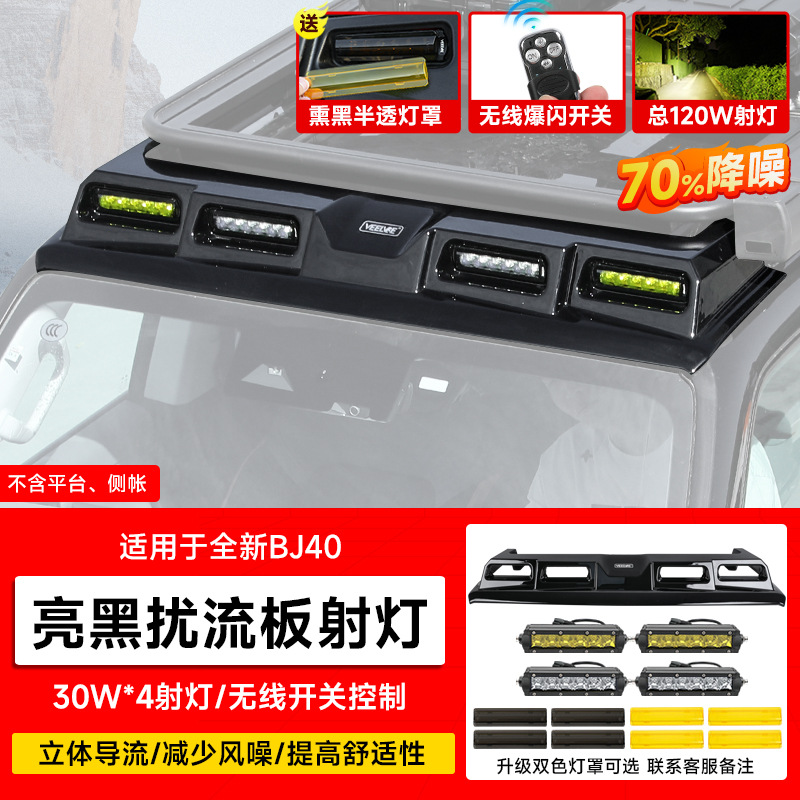 Off-Road Modified Folding Ladder: Brabus Roof rack - new-bj40-four-eye-spoiler-spotlight-yellowwhite-light