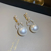 Silver needle, zirconium, crystal from pearl, design earrings with tassels, flowered, European style, high-quality style