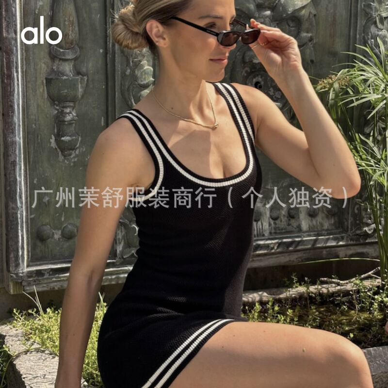 alo网球运动连衣裙女2025新款针织速干修身显瘦训练防晒裙|undefined
