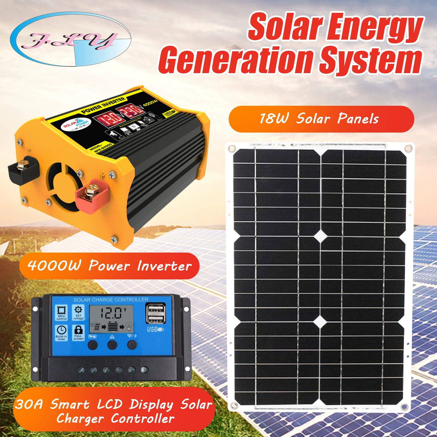 Controller solar-powered, 300W, generating electricity, 12v, 220v, 110v, 18W