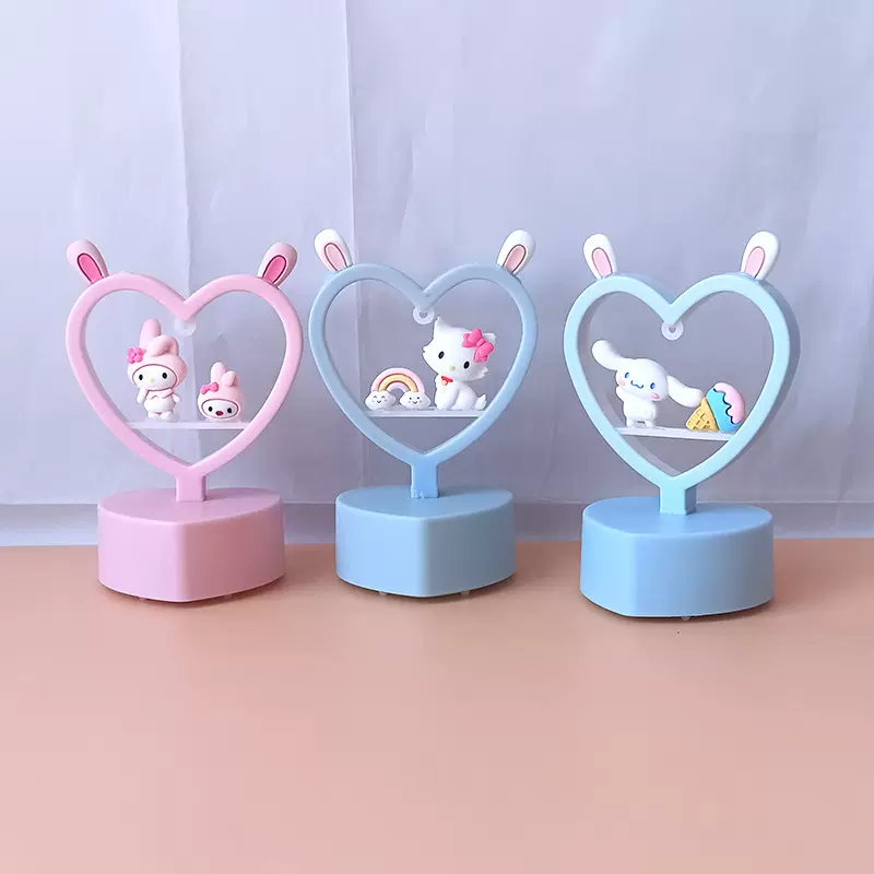 抖音同款兔耳朵可爱DIY玉桂狗创意爱心浪漫小夜灯led台灯床头灯饰
