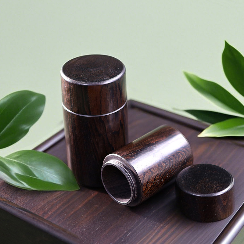 Muquju Ziguangtan hilo dental para el hogar, tubo de palillo de dientes, tubo de almacenamiento creativo retro de madera maciza, tanque de almacenamiento de té portátil de viaje