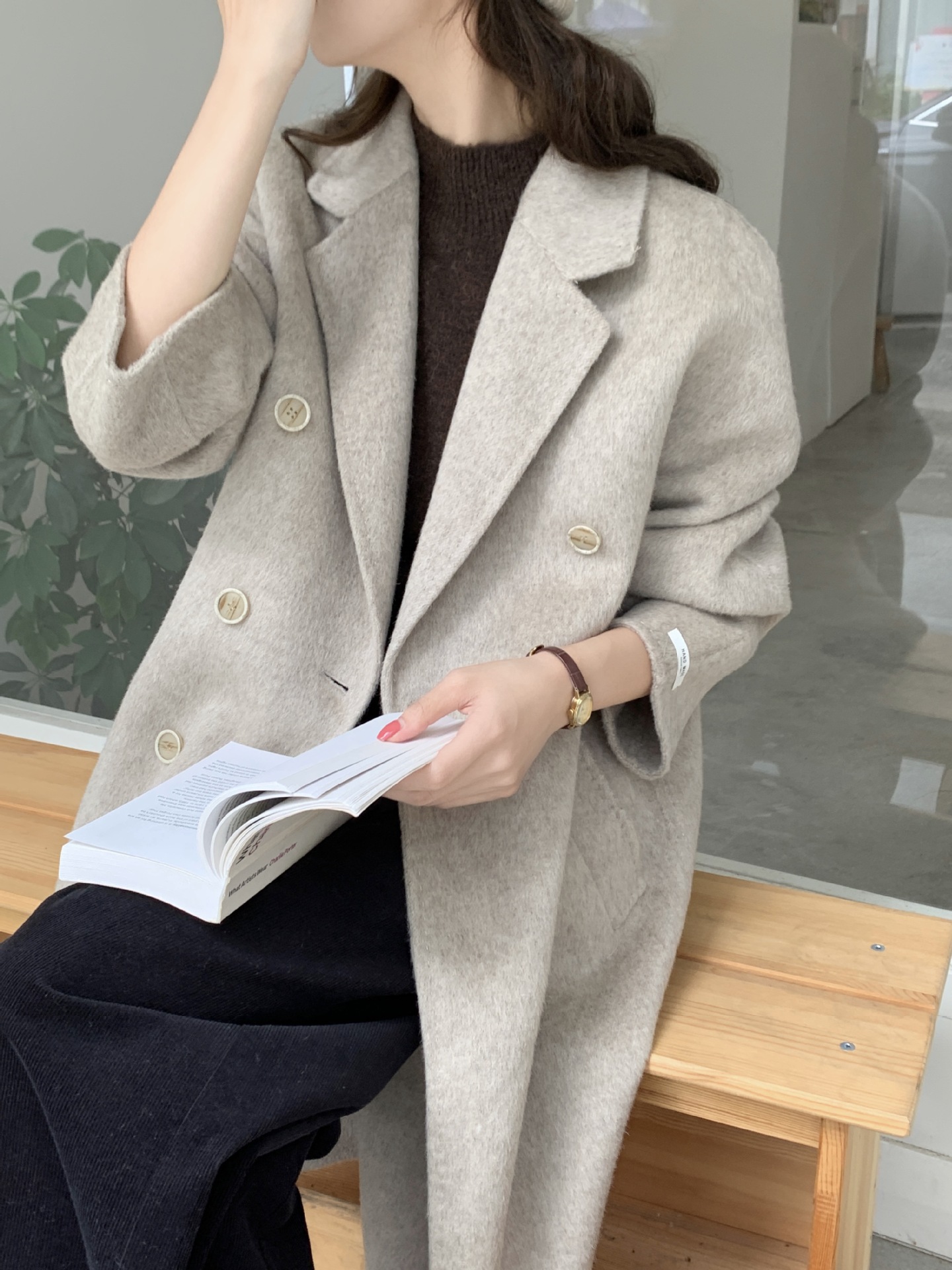 6504アルバカ80番手18.5μmアルパカウールコート レディース カジュアル ゆったり 暖かい 両面ウールコート