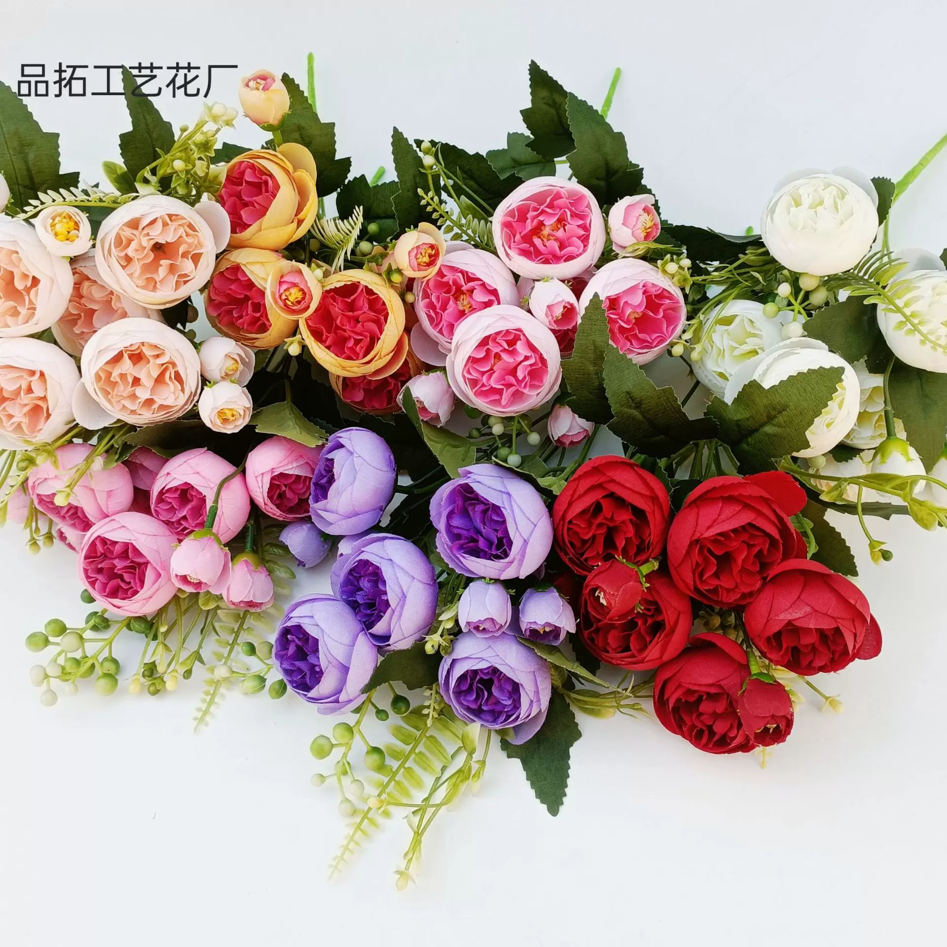 玫瑰花仿真5头包芯玫瑰把束婚庆手捧家居酒店装饰外贸假花厂家