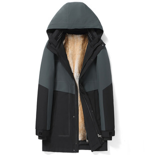 Parker Men's Winter New Mid-length Fur Coat Detachable Rex Rabbit Liner Fur Coat