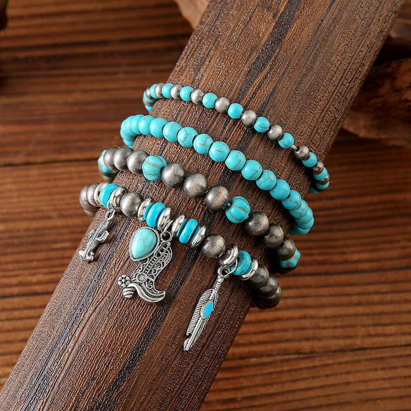 turquoise ethnic beaded bracelet handmade