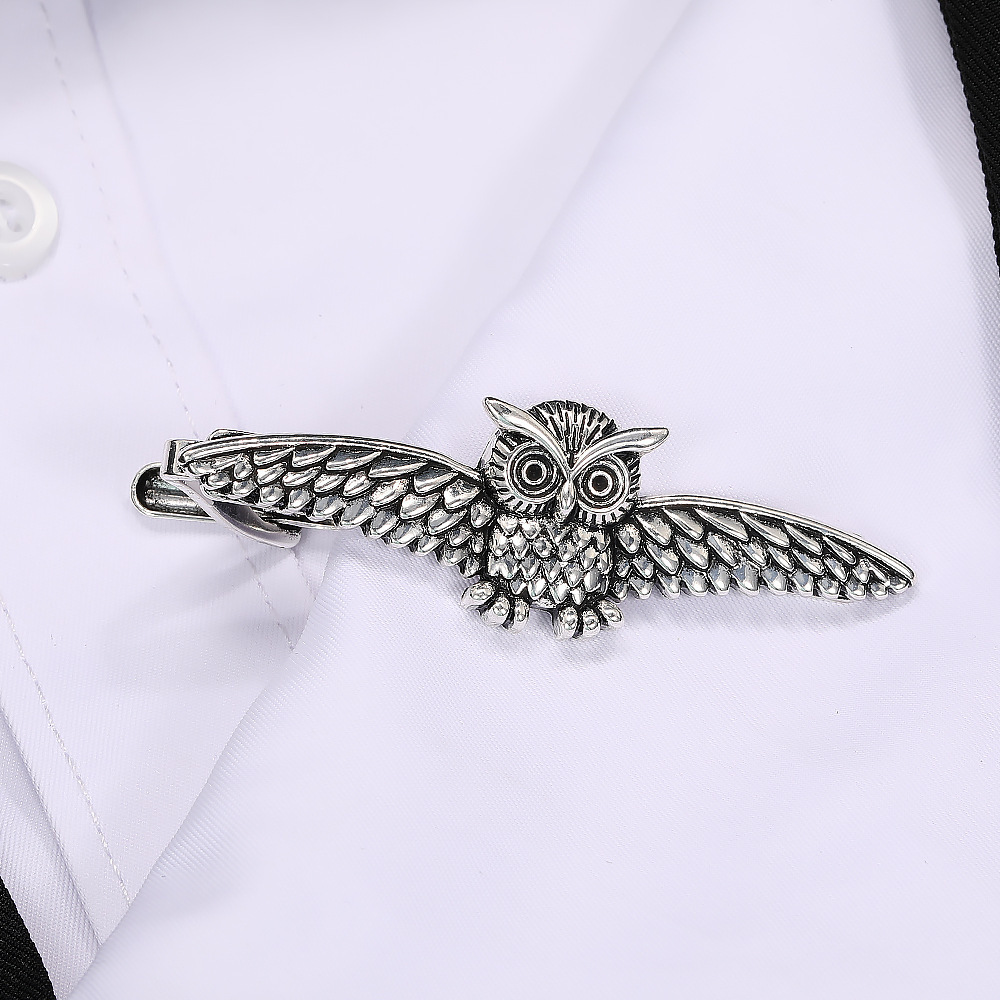 Fermacravatta da uomo europeo-americano con gufo e tonno, stile francese, accessorio di grande successo, disponibile in magazzino._voghion.com