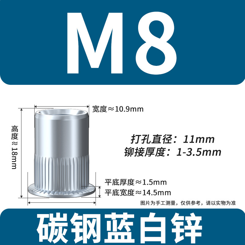 青白亜鉛 M8 (単体重量 ≈ 5.49g)