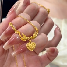 沙金饰品鹊上如意项链女仿真黄金小众高级感爱心手链结婚三金首饰