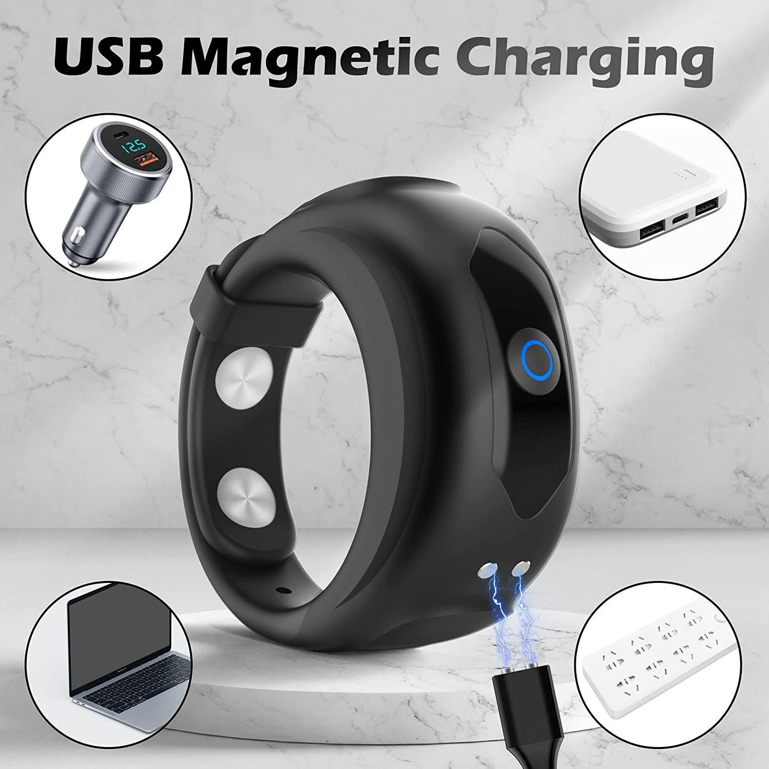 10-Frequency Vibrating Ring with Watch-Lock Design, Magnetic USB Charging, Silicone-ABS Body — detail image 4