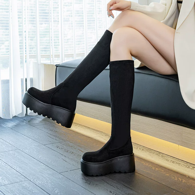 Demi-season high elastic high boots platform, 8cm