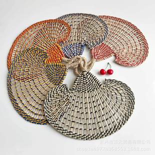 Straw Fan, Hand-Woven Seaweed Fan, Home Decoration Wall Hanging Fan, Summer Hand Fan, Straw Fan