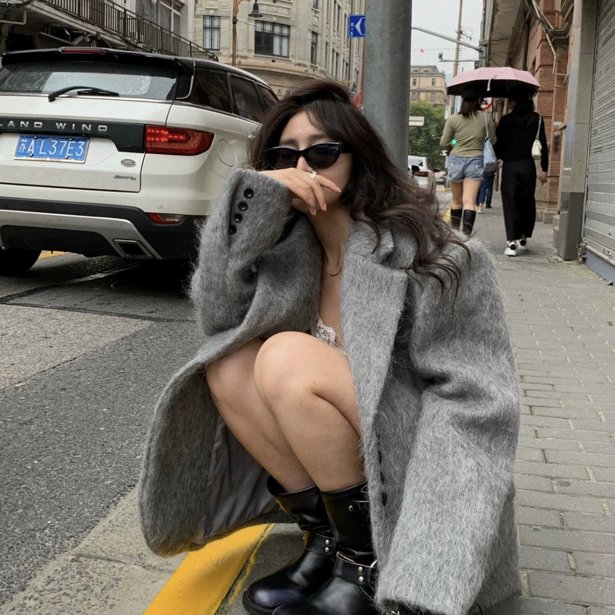 Suit, woolen demi-season woolen coat, shoulder pads, jacket, increased thickness