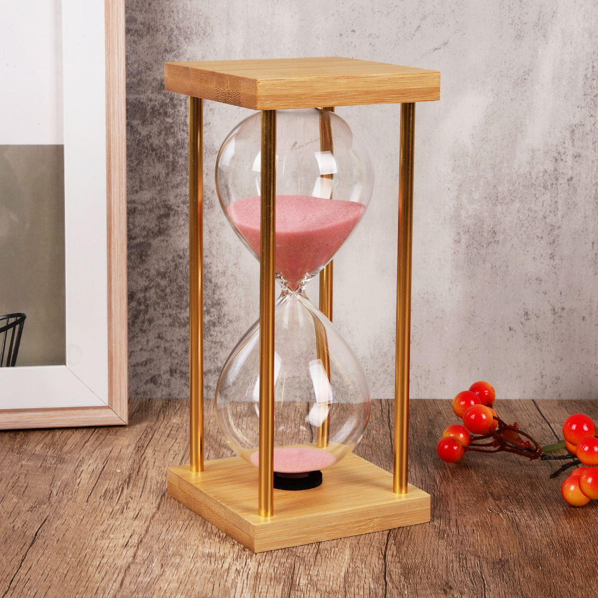 Reloj de Arena Circular de Vidrio Decorativo de Vidrio de Borosilicato Alto para Sala de Estar