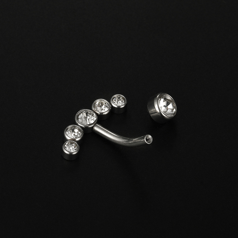 Belly Ring Classification Streetwear Geometric Stainless Steel Inlay Zircon Belly Ring