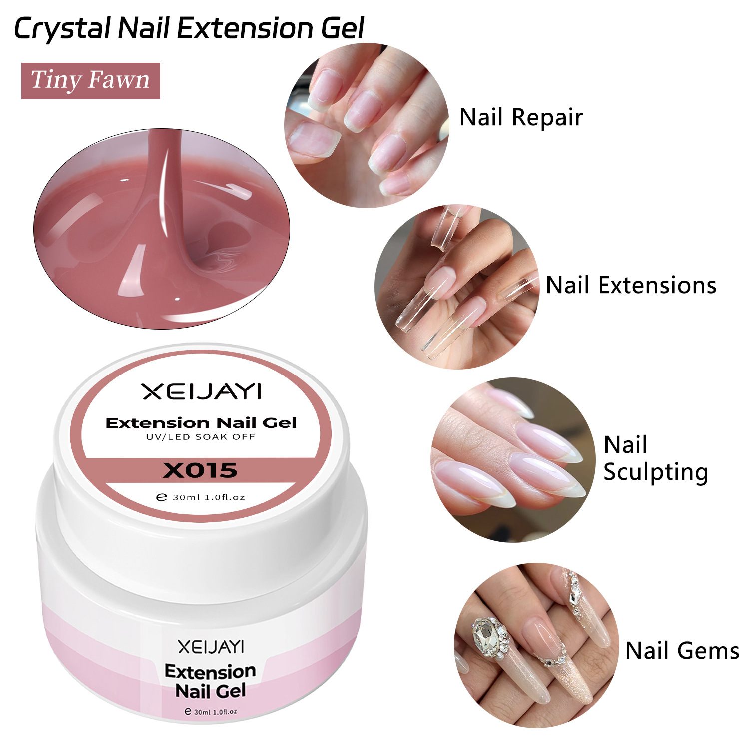 Gel de Extensión Sólido en Tarro para Salón de Uñas