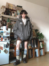 2025新款羽绒棉服女冬季加厚工装小个子韩系情侣大毛领派克服棉袄