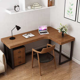 现代简约实木转角电脑桌 家用书房简易书桌 工作室职员单人办公桌