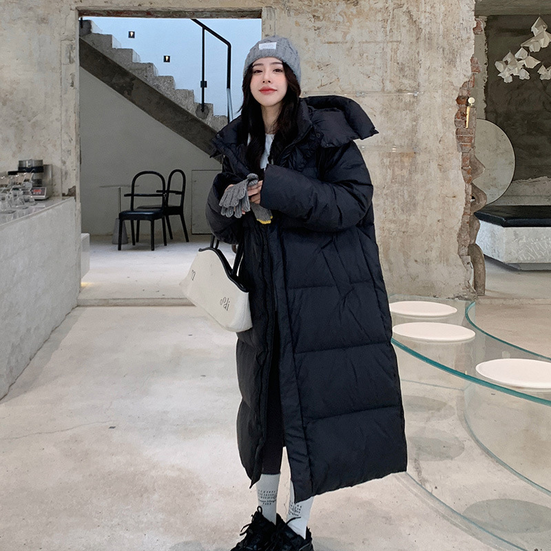 Chaqueta de Algodón con Capucha Holgada de Moda para Mujer, Invierno 2025, Chaqueta Acolchada Extra Larga y Gruesa, Abrigo Cálido