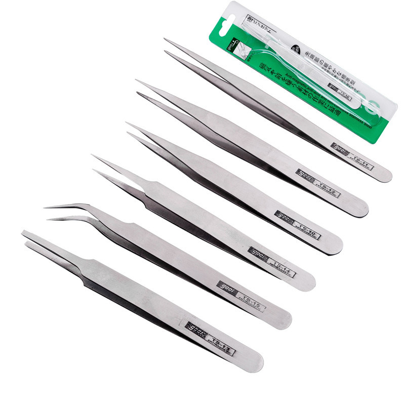 1.0厚不锈钢gooi家用钻石画镊子美甲假睫毛燕窝挑毛维修工具夹子