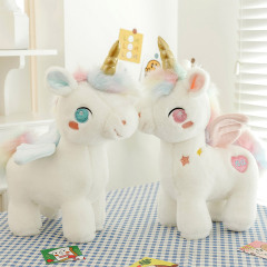 正版夢幻獨角獸毛絨玩具小馬趴枕彈力面料滿滿少女心公仔女生禮物