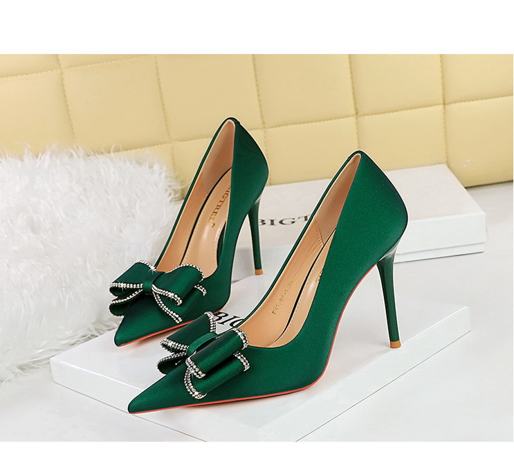 High Heels Stiletto High Heels Damenschuhe flacher Schnitt Pointe Strass Bogen Einzelschuh Damen_voghion.com