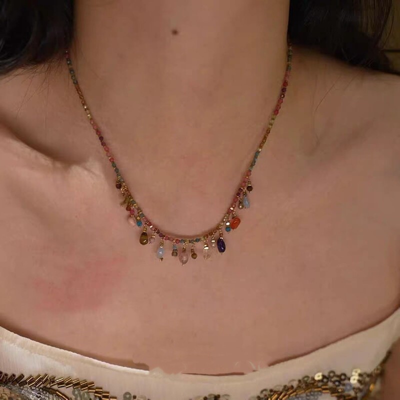 Dopamine Beaded Tassel Necklace, Summer Exquisite Versatile Bracelet, High-end Gentle Bohemian Style Collarbone Chain Accessory Dopamine Beaded Tassel Necklace, Summer Exquisite Versatile Bracelet, High-end Gentle Bohemian Style Collarbone Chain Accessory
