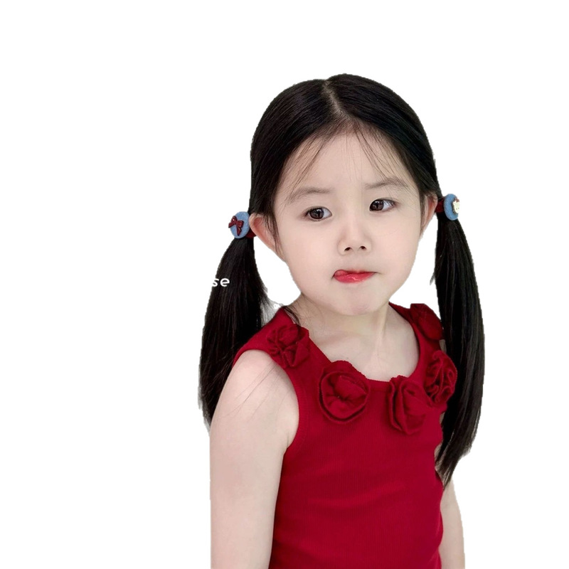 子供用甘くてクールなデニムかわいいヘアバンド子供用ハローキティ幾何学ヘッドバンドベビー高弾性髪を傷つけないゴムバンドスパンコール|undefined