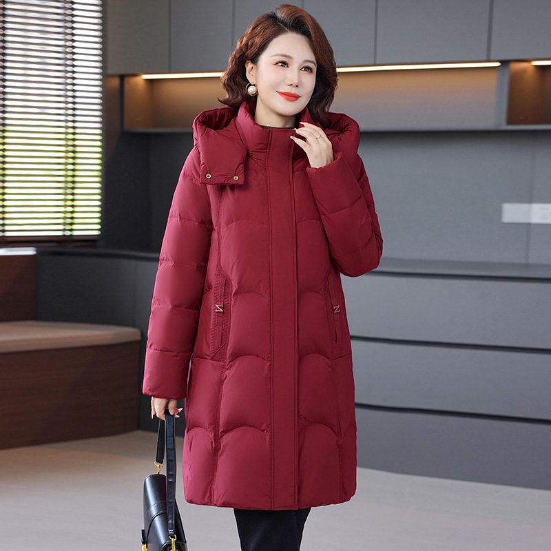 妈妈高档白鸭绒羽绒服女中长款2026冬新款中老年加厚保暖冬装外套